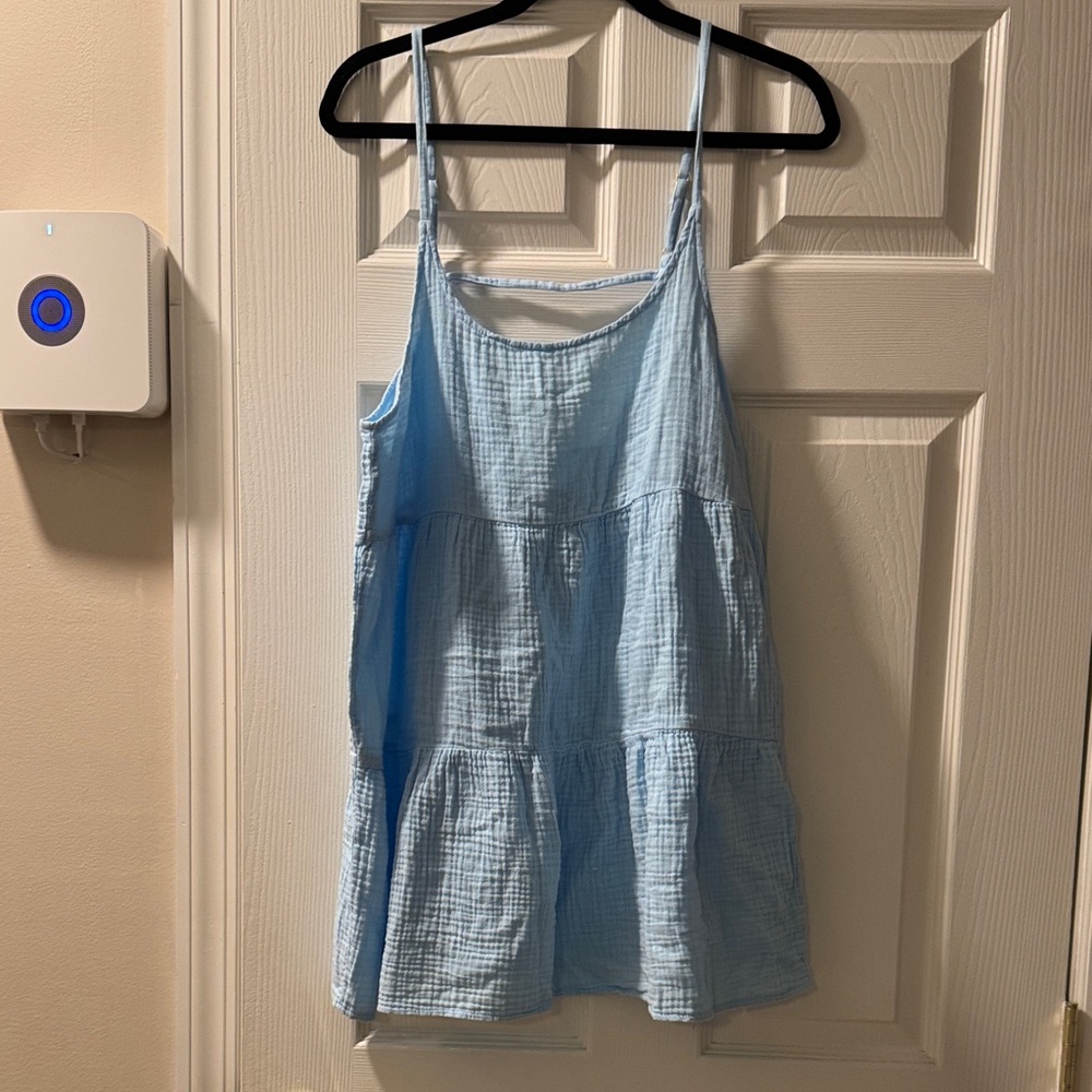 wild fable Light Blue Tiered Gauze Tank Top